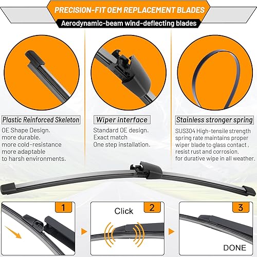 Miniatura 175 de AUTOBOO - Limpiaparabrisas de repuesto 26 + 20 pulgadas con limpiaparabrisas trasero de 12 pulgadas para BMW X3, X4, 2018, 2019, 2020, 2021, 2022