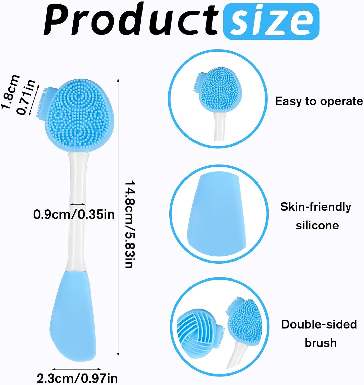 Silicone Face Scrubber, Blue Cleansing Face Scrubber Facial Mask Brush Exfoliating Lip Brush Facial Cleansing Brushes Faces Exfoliator Scrubbers Skin Care Tool for Women Removal Blackheads Whiteheads - Image 2