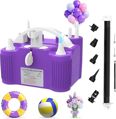 Miniatura 9 de Bomba de globos eléctrica 4 en 1 para todos los globos, globo de Mylar 260q de papel de aluminio, cojín de aire, flotador de piscina, pelota de