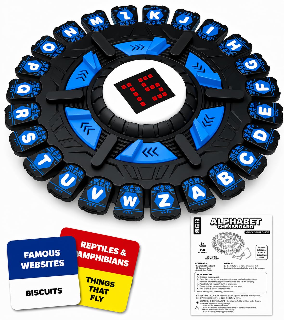 Happium Alphabet Interactive Category Word Game with Electronic Letter Board & Timer, 144 Categories, Fast-Paced Family Party Board Game for Kids, Teens & Adults Alphabet Chess Board Game