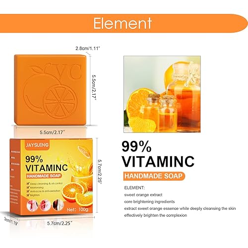 Miniatura 5 de Pureadee Jabón de vitamina C de 3 piezas, jabón orgánico natural con 99% de vitamina C, exfoliante facial y cuerpo, cuidado hidratante para limpiar