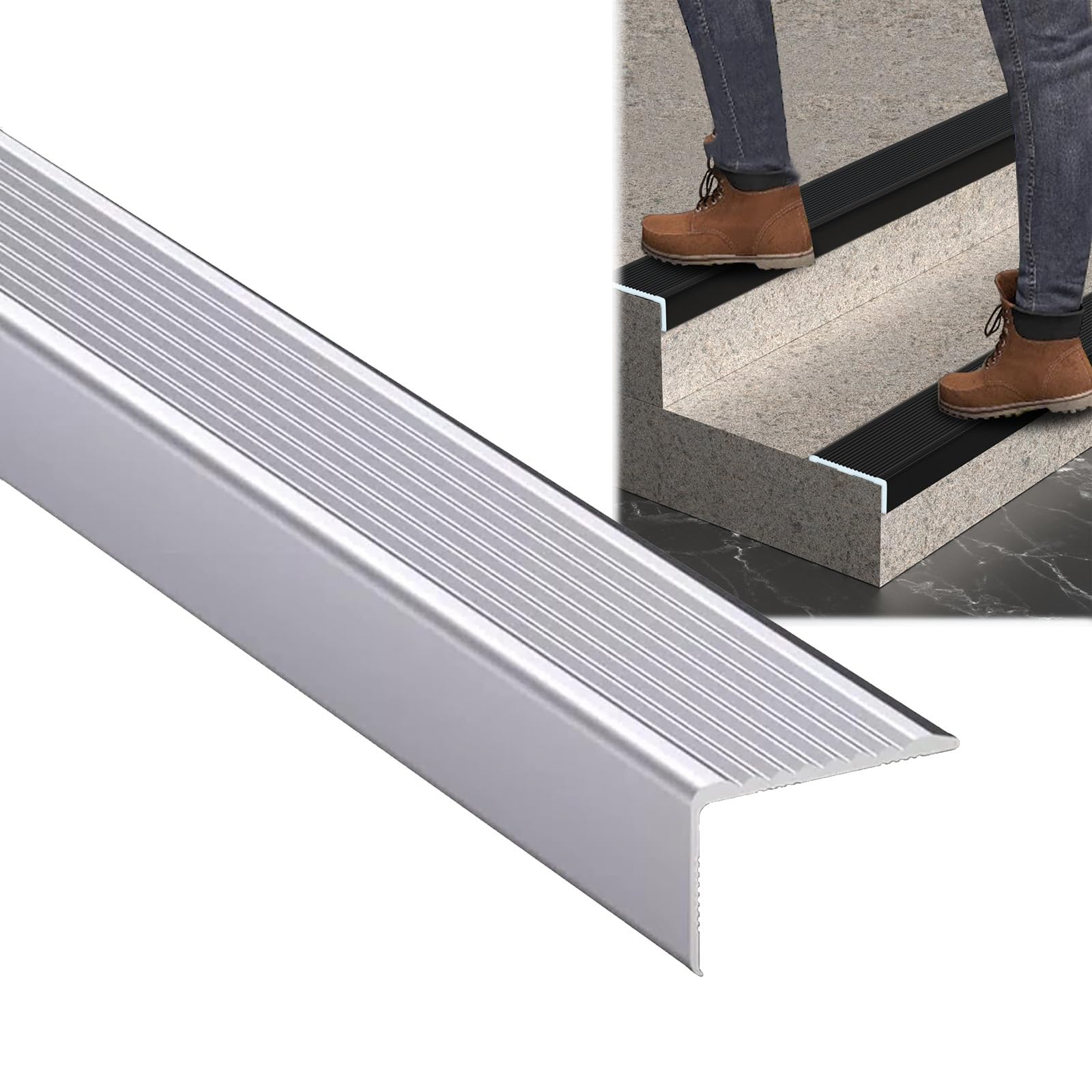 Protector de borde para escalera impermeable con relieve rugoso antidesgaste exterior