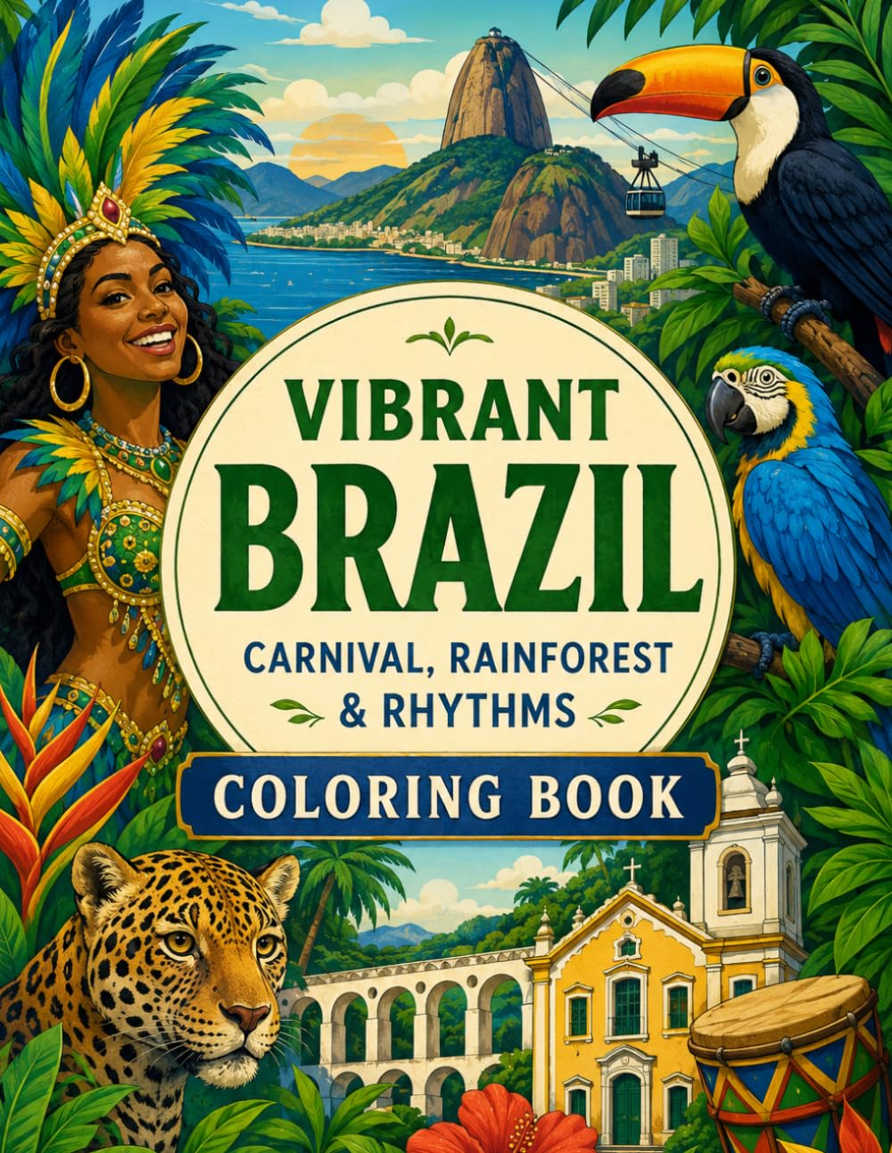 Brazil Coloring Book for Adults: Beautiful Landscapes, Culture, Landmarks and Relaxing Travel Scenes: A Journey Through Brazil Featuring Rainforests, ... Festivals and Cultural Treasures