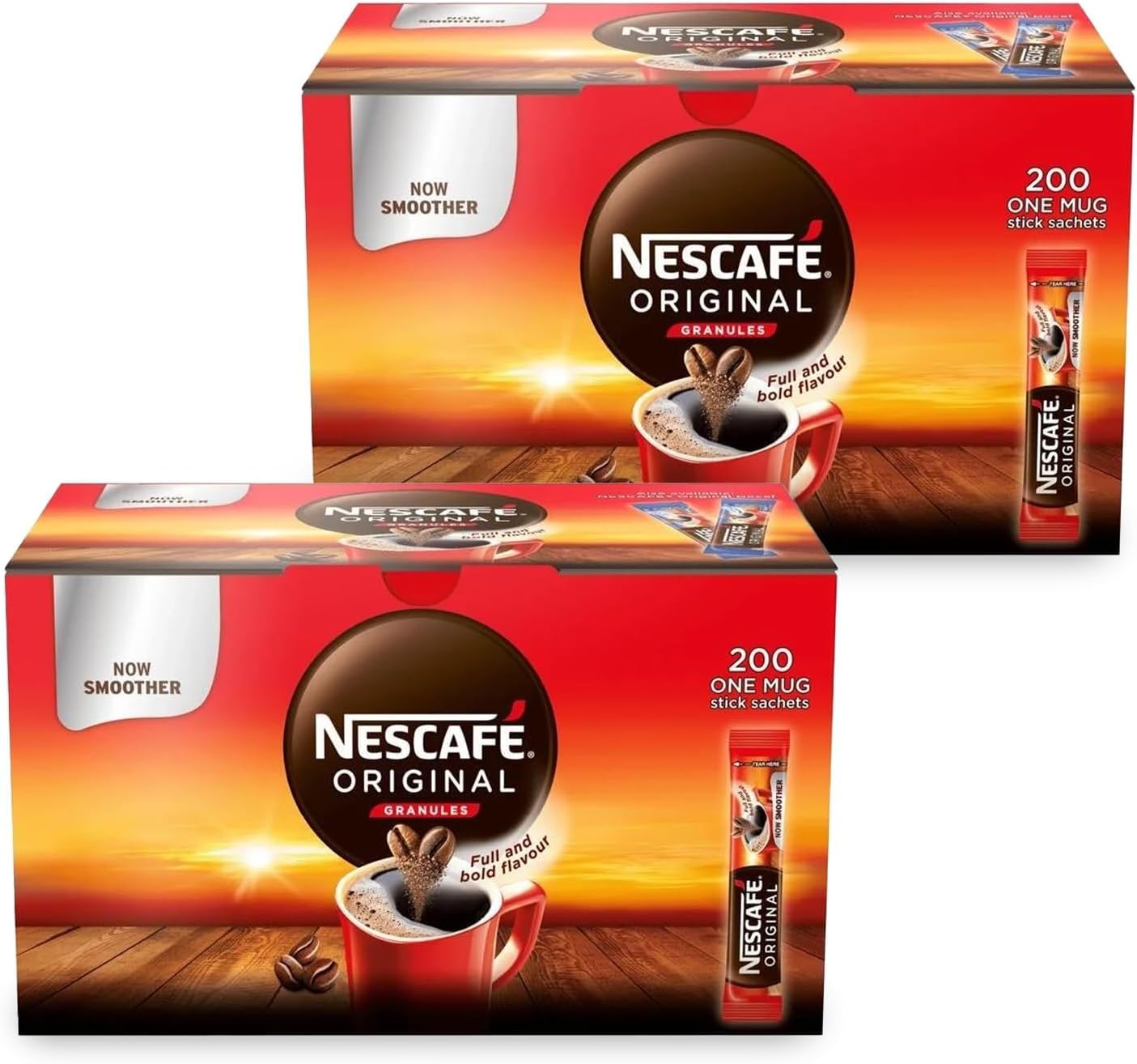 Nescafe Original Coffee Sachets, 200 Count, 1.8g Each, 2 Box Pack
