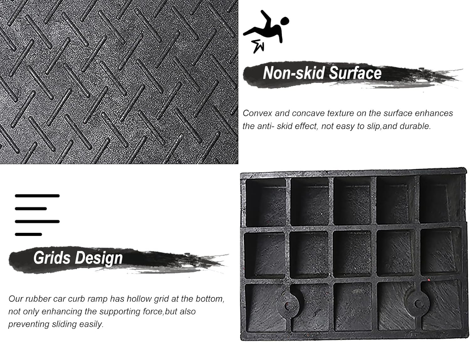 Rubber Wheelchair Transition Ramp | Heavy Duty Threshold Ramp 2 3 4 5 6 Inches Rise for Driveway Curb, Garage Entry - Easy to Install and Durable