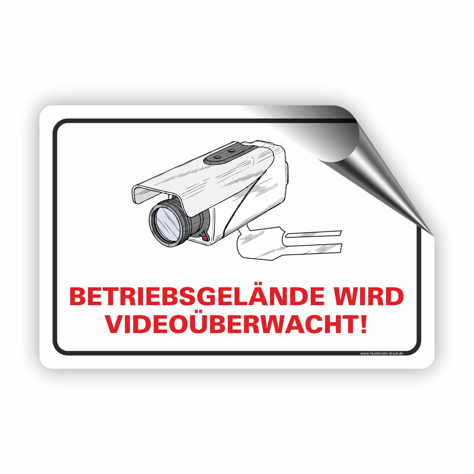 BETRIEBSGELÄNDE VIDEOÜBERWACHT Schild zum Markieren eines videoüberwachten Bereiches - Aluverbundplatte für ein Videoüberwachungsschild - (90x60cm AUFKL.)