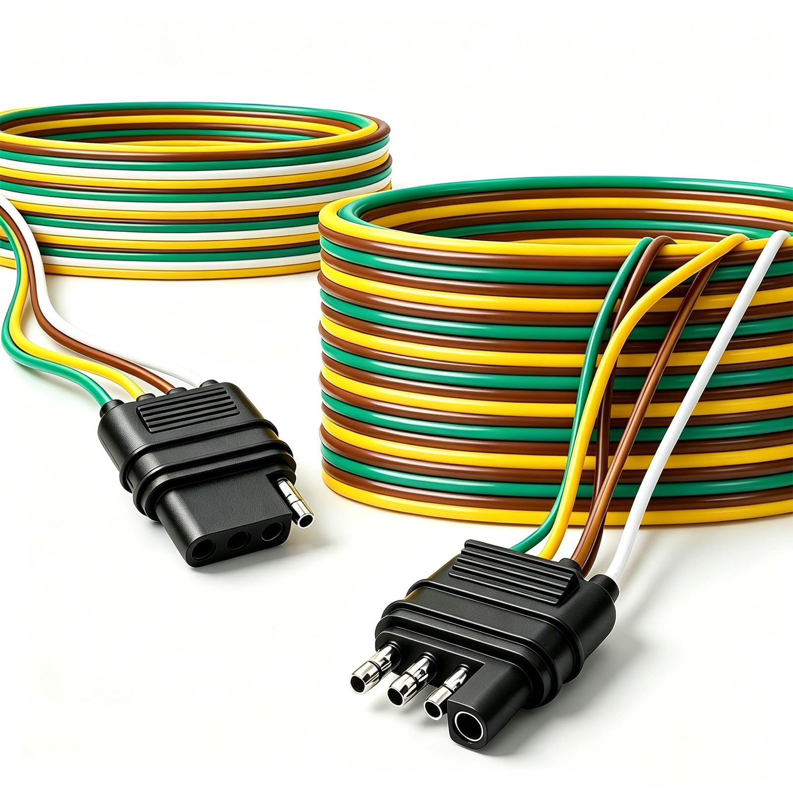 50ft 5 Wire 4Pin Trailer Wiring Harness,Extended Length Trailer Wiring Kit,4-Way Trailer Light Wire for Trailers RV Boat Marine