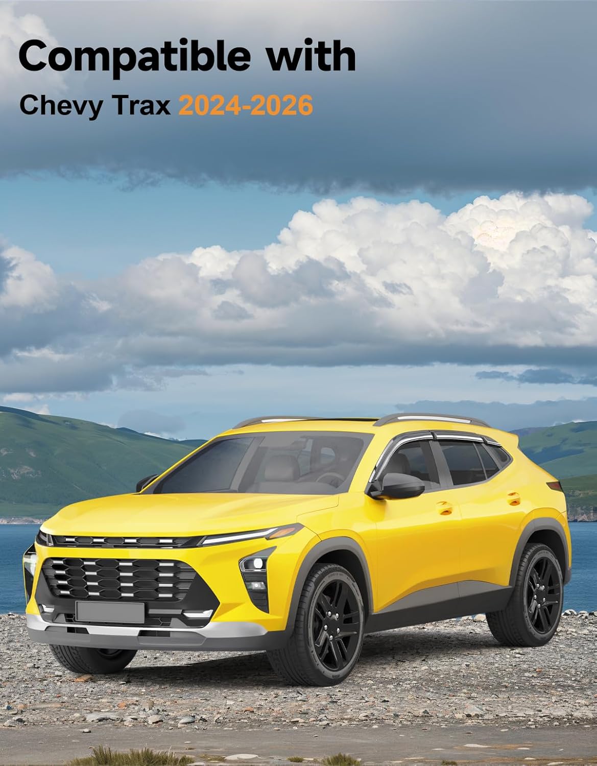 6-PCS Extra-Thick Window Rain Guards Fit for Chevy Trax 2024 2025 2026 Rain Guards Tape-on Window Deflectors Side Window Visors Vent Visors Vent Shades Car Accessories