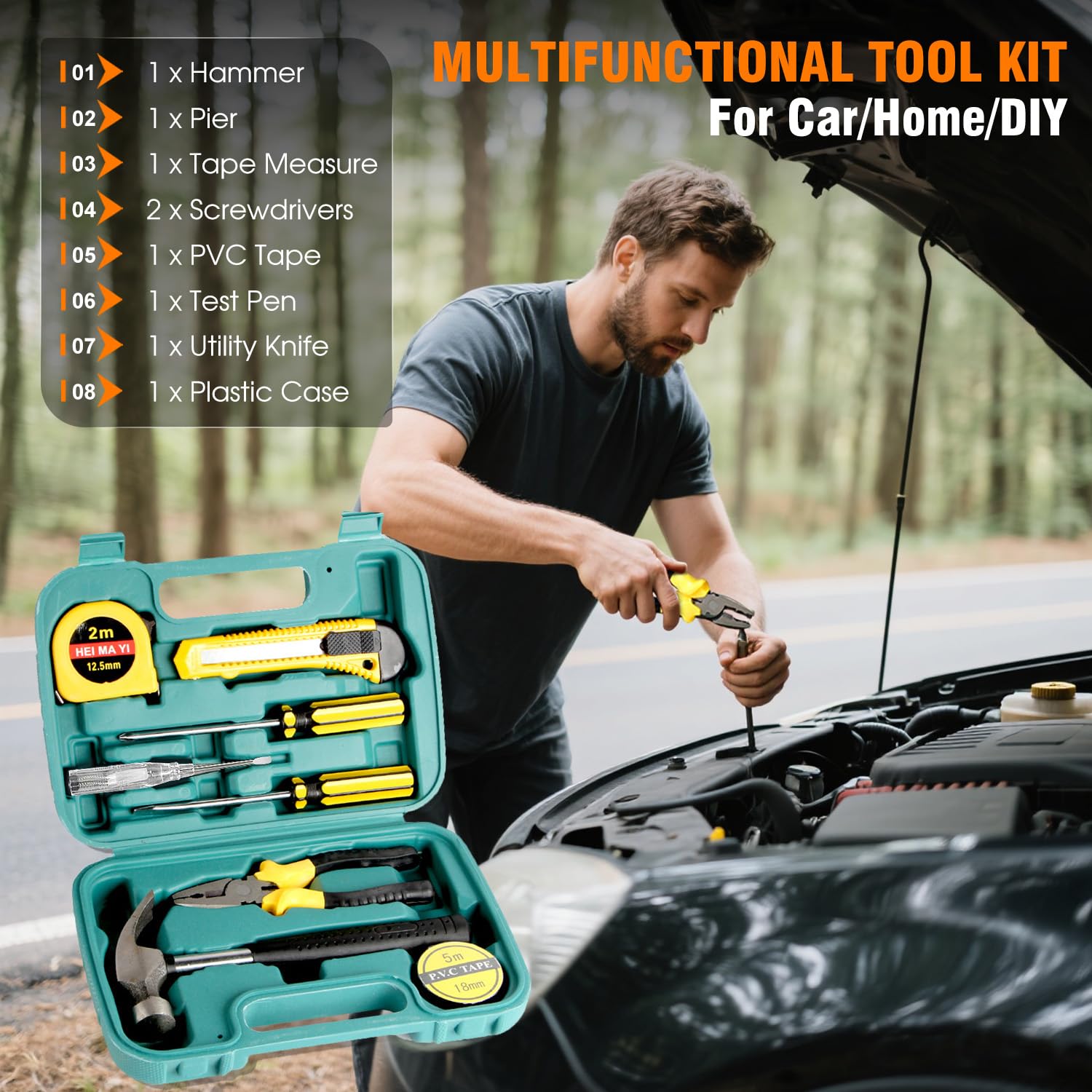 Emergency Car Kit,Roadside Emergency Tool Kit for Vehicle Truck with Air Compressor Jumper Cable First Aid Kit,Winter Auto Road Side Kit Women Men Car Travel Safety Assistance Survival Essentials Kit