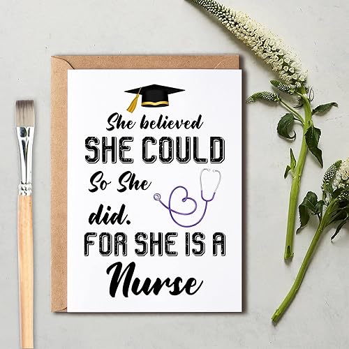 Miniatura 3 de She Believed She Could So She Did - Bonita tarjeta de graduación de enfermera, bonita tarjeta de felicitación de graduación de enfermera, tarjeta de