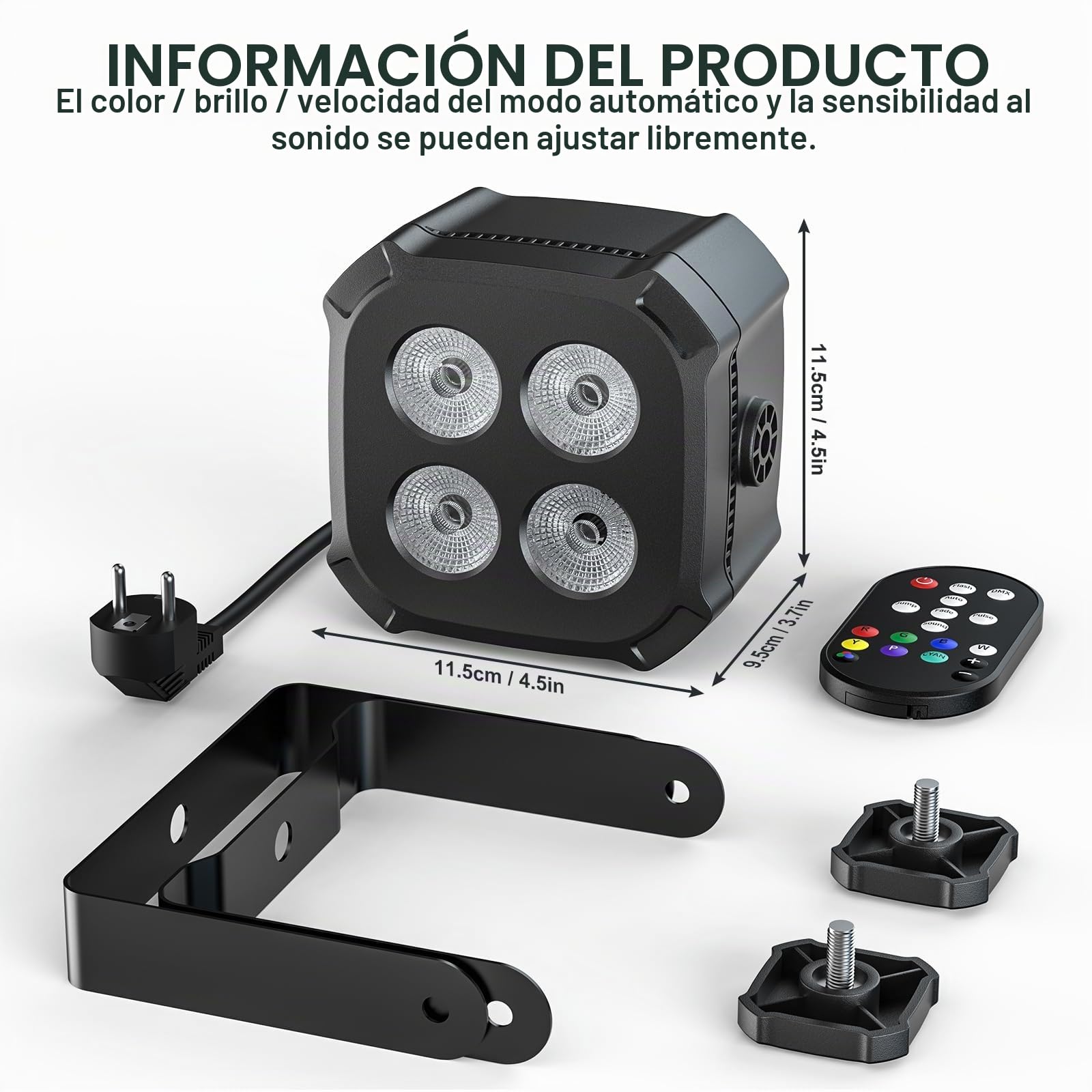 4PCS RGBW Foco Par LED, 40W Luces Discoteca DMX 4/8CH con Control Remoto/Sonido Activado Luz de Escenario, Luces Fiesta para DJ, Bar, Boda, Halloween, Navidad