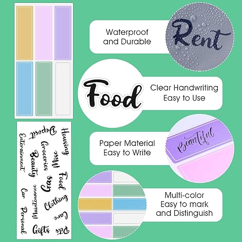 Miniatura 5 de Carpeta de presupuesto de piel sintética A6, planificador de 6 anillos, organizador de dinero, 8 sobres para efectivo, impermeable, 29 categorías,