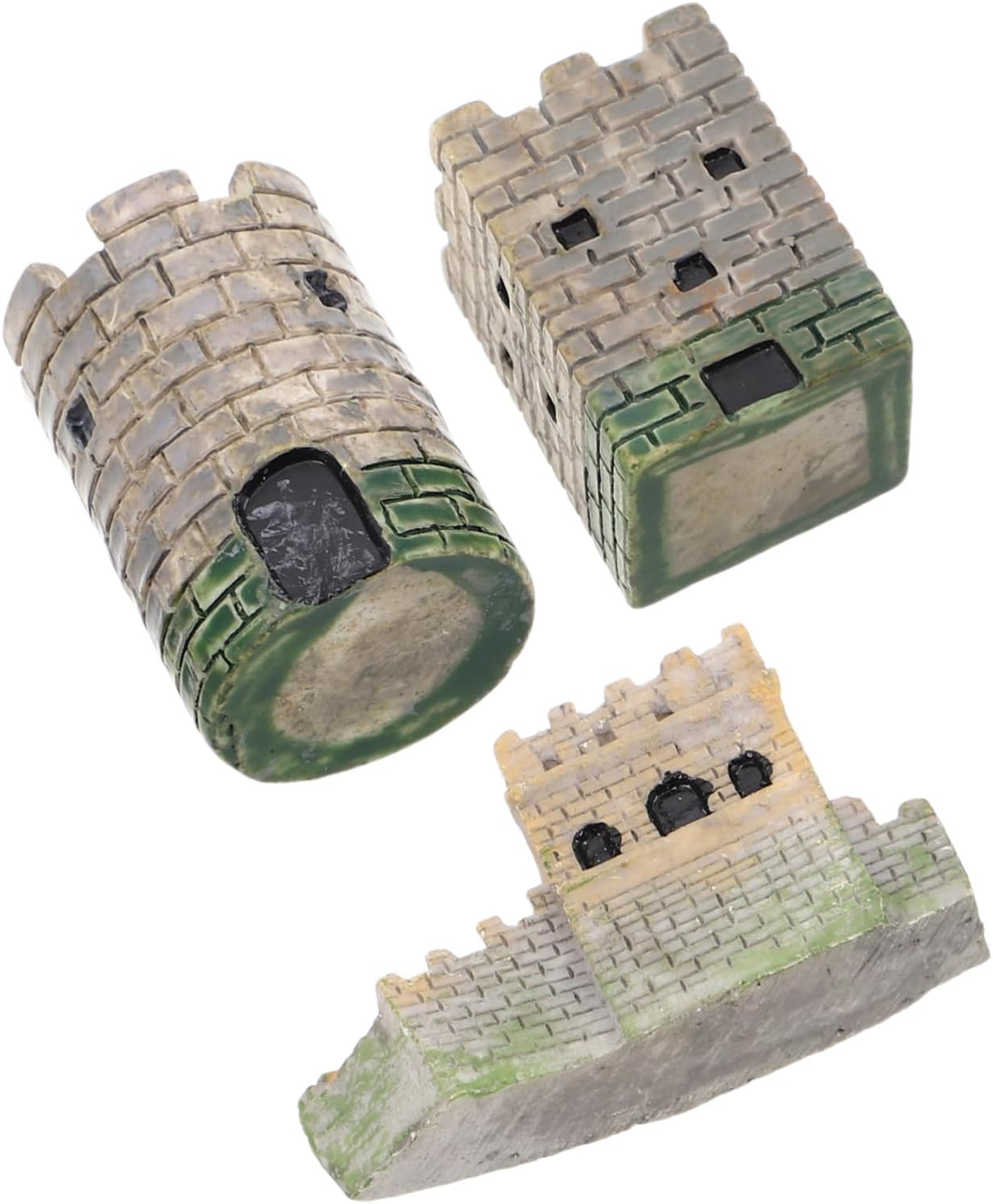 NUOBESTY 3pcs Resin Castle Models Square Round Castles for Table Decor Landscape Fort Building Kit