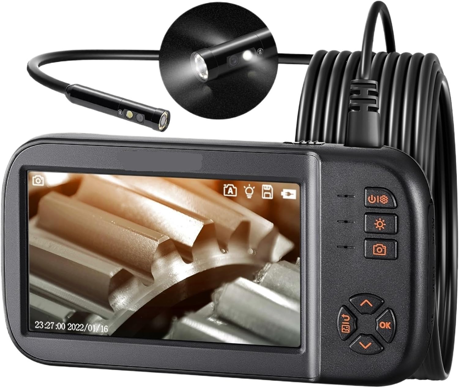 Borescope Camera 1080P 4.5" IPS Screen Endoscope Inspection Camera w/ IP67 Waterproof Industrial Endoscope