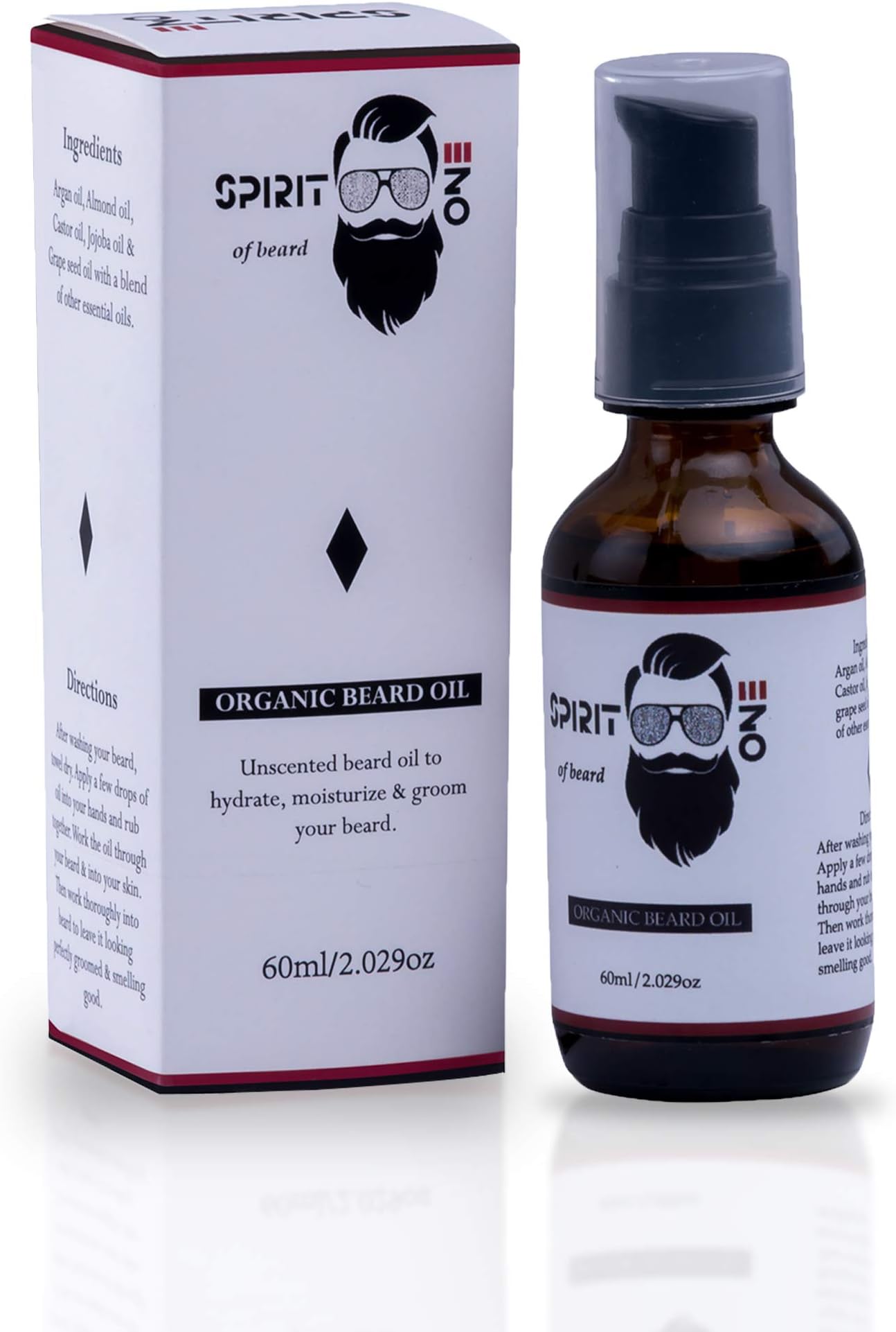 Beard Oil, Beard Growth Oil with Almond Oil, Organic - 60ml,100% Chemical Free, Argan Oil For Sensitive Skin & Hair, Natural Jojoba,Leave-in Conditioner and Essential Oils,