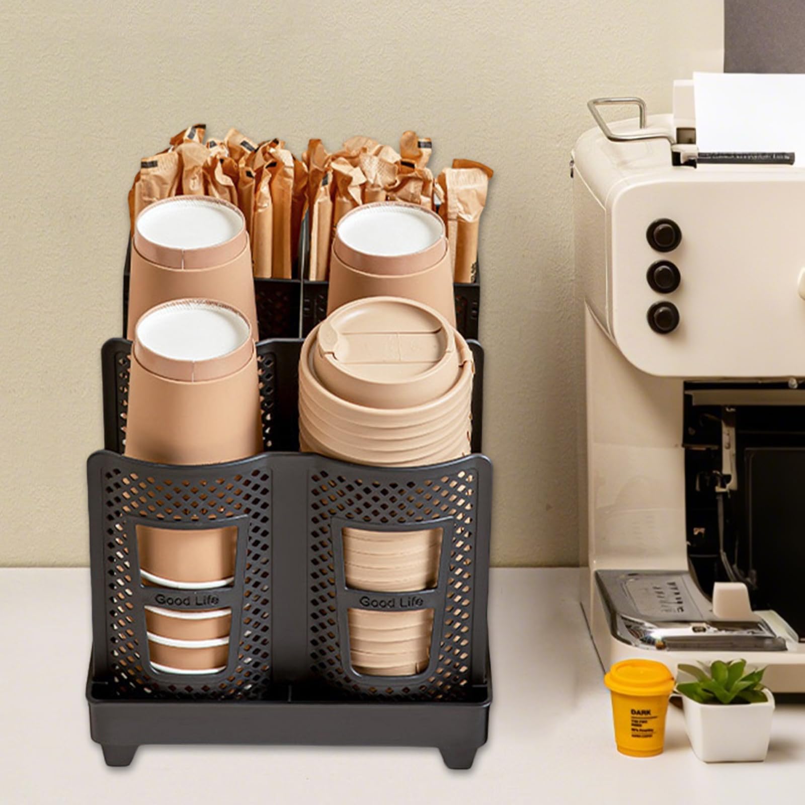 6 Scomparti Porta Bicchierini Caffe, Supporto per Bicchieri Di Carta Con 6 Scomparti, Organizer Da Caffetteria Verticale Scomparti per Stazione Di Caffè, Bar, Ufficio