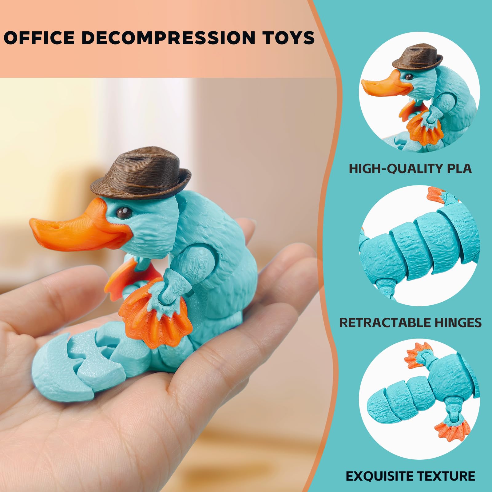 Amazon.com: 2 PCS 3D Printed Platypus Figurine with Hat, Flexible