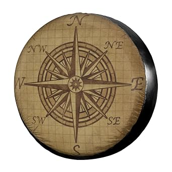 Compass Rose Retro Vintage Spare Tire Cover Waterproof Dust-Proof UV Sun Wheel Tire Cover Fit for Jeep, Trailer, RV, SUV and Many Vehicle, 14 inches for diameter 23 inches -27 inches