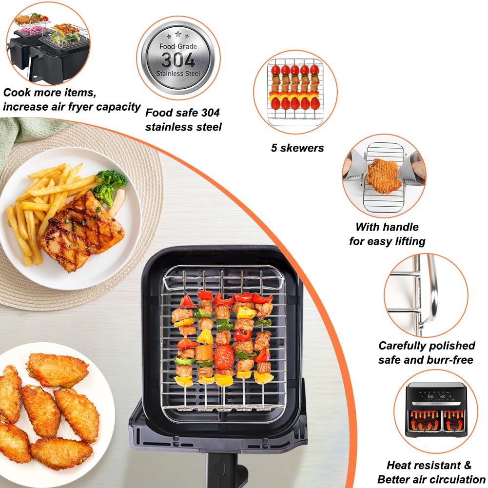 Set Accessori Per Friggitrice Ad Aria Philips Dual Basket - 23 Pezzi Con Stampi Silicone, Griglie E Utensili Per Serie 3000-5000 - Foto 7