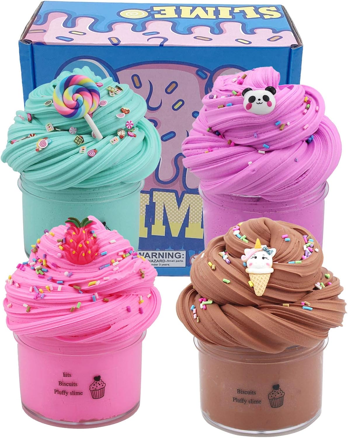 4 Color DIY Slime Kit Saft Soft Non-Sticky and Fluffy Slime Supplies Toys Stress Relief Toys Party Favors Gift for Kids(100ml)