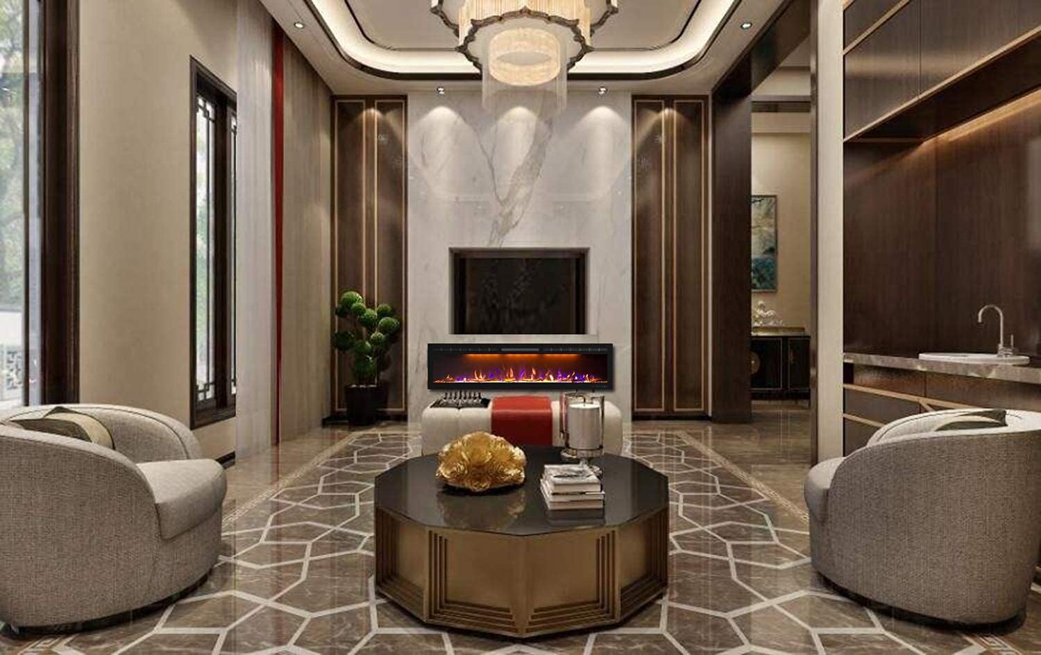 Diagram showing air inlet and outlet for heating, and function design icons