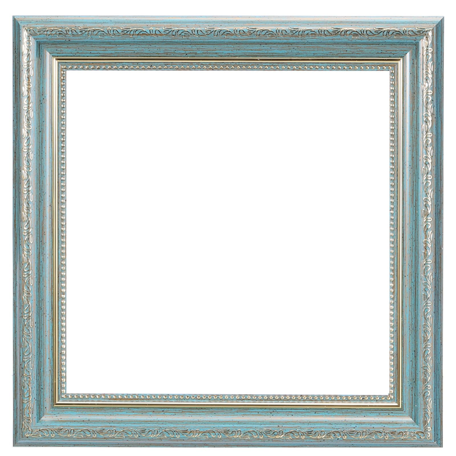 sourcing map Canvas Floater Frames, 10x10 Resin Floating Frame for Canvas Painting Vintage Oil Painting Supplies for Home Office Bedroom Table Wall Hanging Decor DIY Display, Blue/Gold Silk