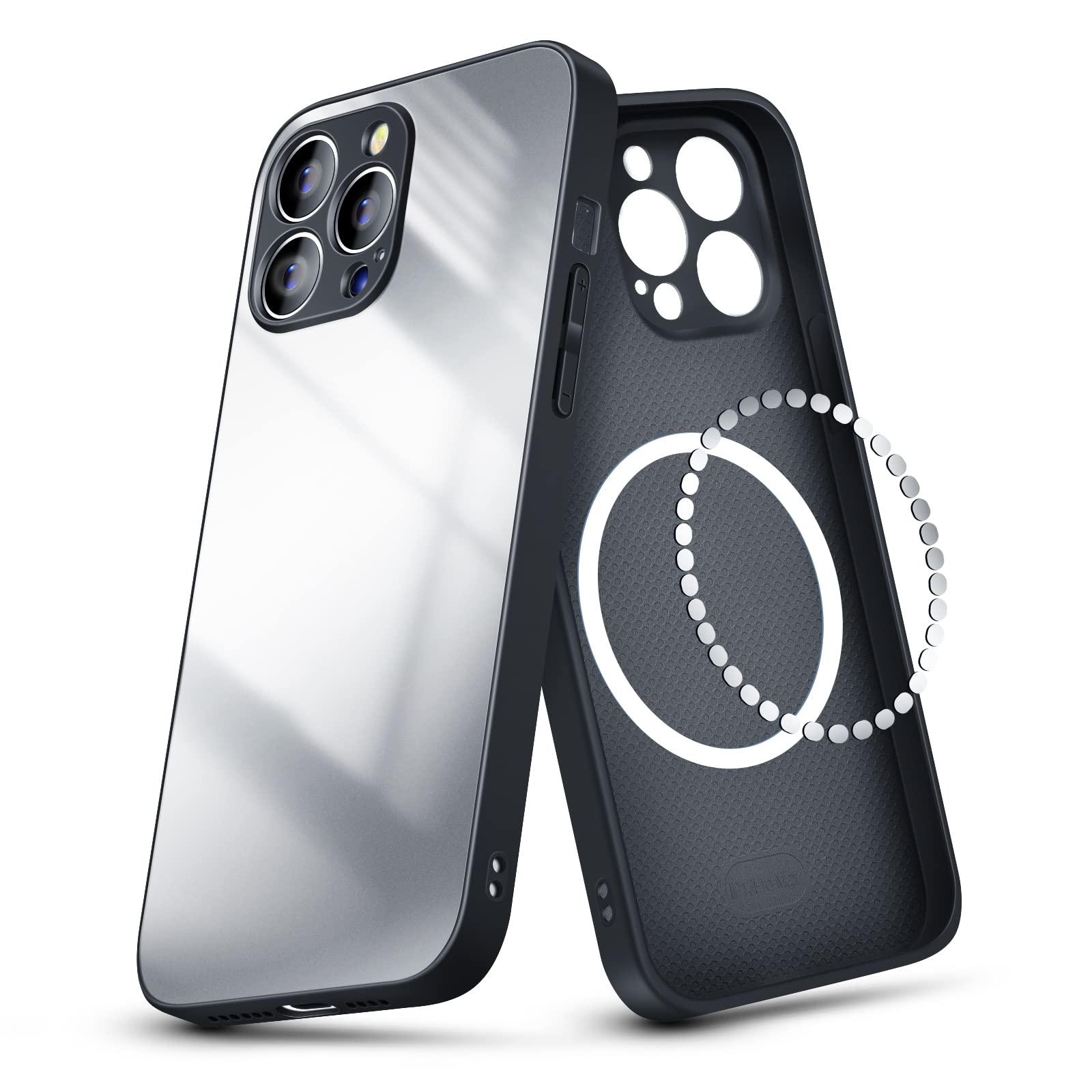 Chalpr Magnetic Case for iPhone 13 Pro, Compatible with MagSafe Accessories, Electroplating, Frosted, Anti-Scratch, Soft Touch Magnetic Case, Soft Side Mobile Phone Case (Black)