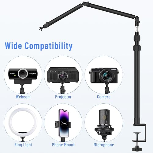 Miniatura 5 de Soporte de escritorio para cámara, soporte flexible para cámara, mesa de cámara web, abrazadera en C, montaje múltiple para fotografía, videografía,