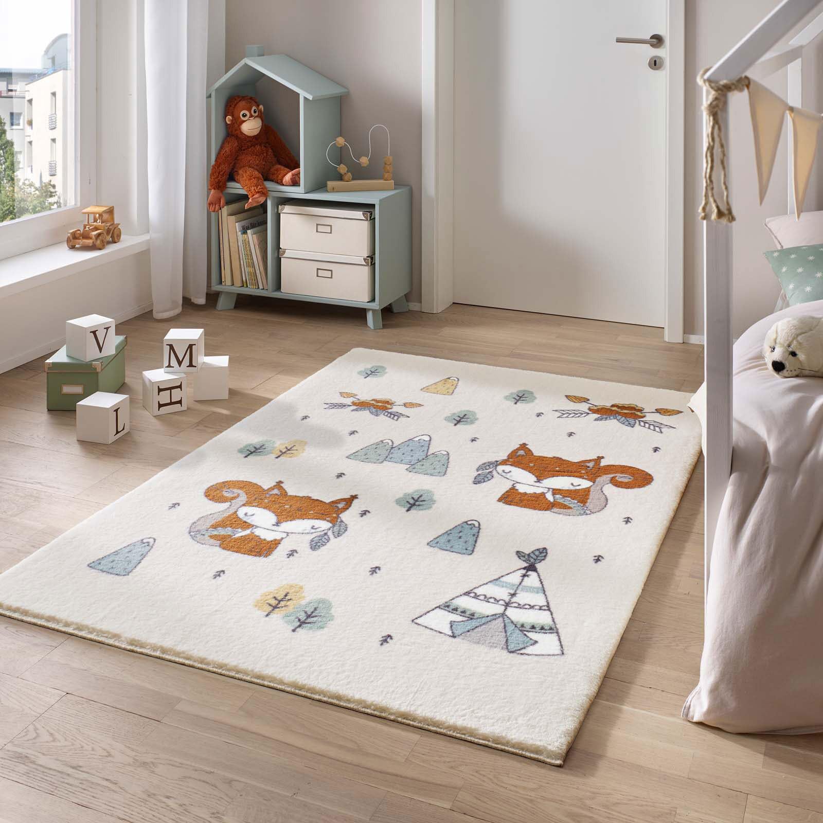 Taracarpet Teppich für das Kinderzimmer Kinderzimmerteppich und Jugendzimmerteppich Soft Kids kuschelig weich in verschiedenen Designs Eichhörnchen braun 080x150 cm