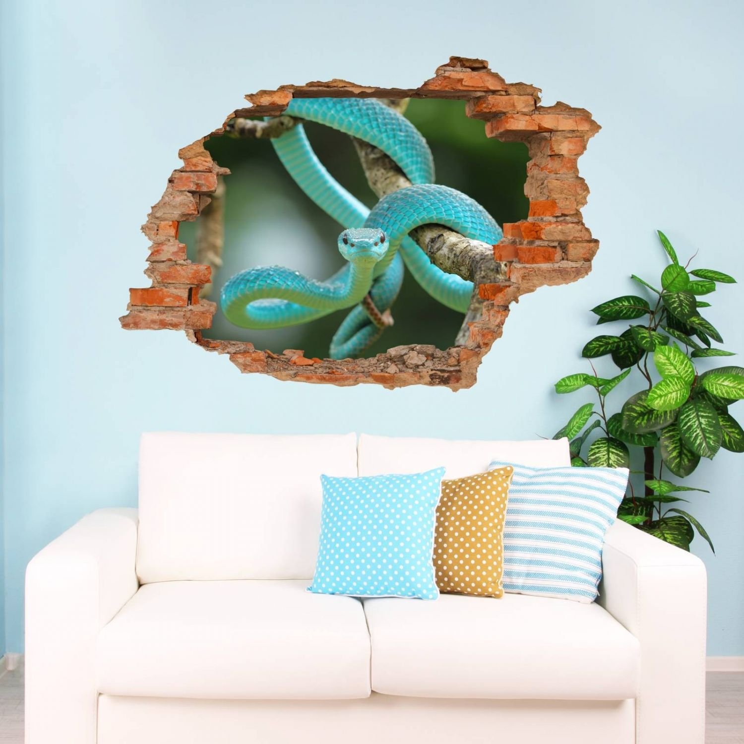 Nikima 105 - Adesivo da Parete Murale, Stickers Bambini Attacca Stacca, Motivo Serpente AST Verde/Blu, Decorazione da Parete, in 6 Misure, per Cameretta dei Bambini, Dimensioni 1750 x 1210 mm