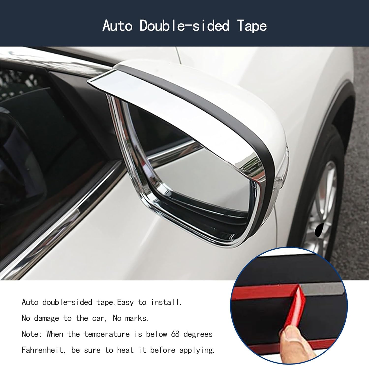 Car Side Mirror Rain Guard Compatible with Mitsubishi Eclipse Cross 2025 2024 2023-2018 Side Mirror Rain Eyebrow Exterior Car Accessories ABS 2PCS(Glossy Chrome Style)