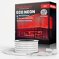 Vista 15 de Shine Decor Tira de luces LED de cuerda AC 120V, tira de neón eco sin puntos de 120LEDs/M, conectable y cortable, ETL IP65 impermeable y resistente