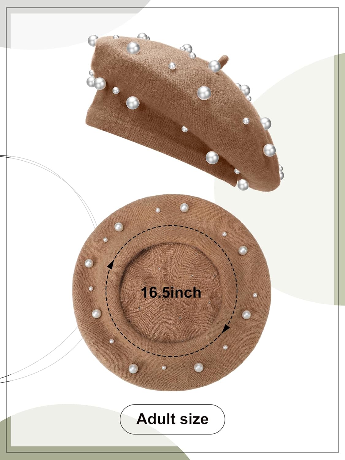 Vabean Wool Berets Pearl Beaded Cap Beanie Sweet Elegant French Beret Artist Pearl Hat for Women Lady - Image 4