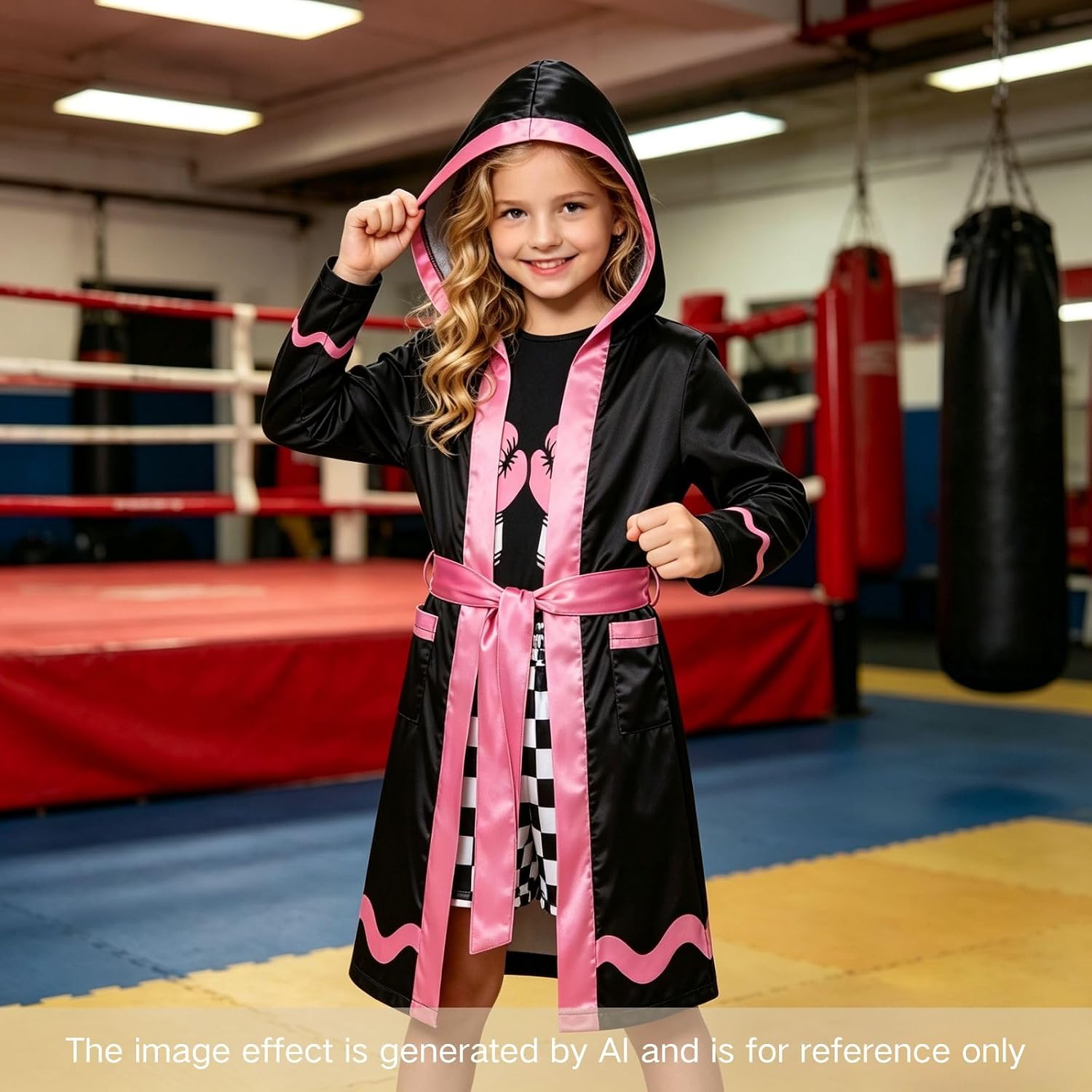 GRAJTCIN Boxing Costume for Kids Halloween Boxer Costume Sets Includes Boxing Robe, Fake Muscle Shirt and Shorts