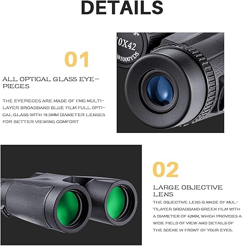 Miniatura 7 de BIJOOT 10X42 Binoculars 42Mm Objective Lens with Large Field of View Birdwatching, Hunting, HD Outdoor Binoculars