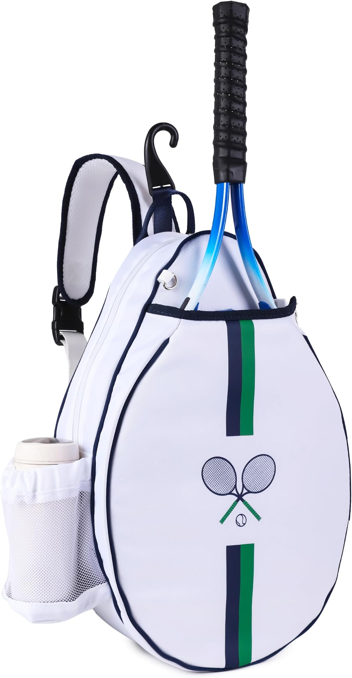 Rejolly Tennis Racket Bag for Women Men Sling Crossbody Bags Water Resistant Trendy Stripes Padel Racket Cover Bag for Tennis Racquet, Pickleball Paddles, Badminton Racquet Blue Green