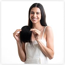 Hair Originals Front Hair Bangs Extensions for Women | Remy Human Hair Curtain Bangs Hair Extension for Women and Girls | Natural Black, High Density