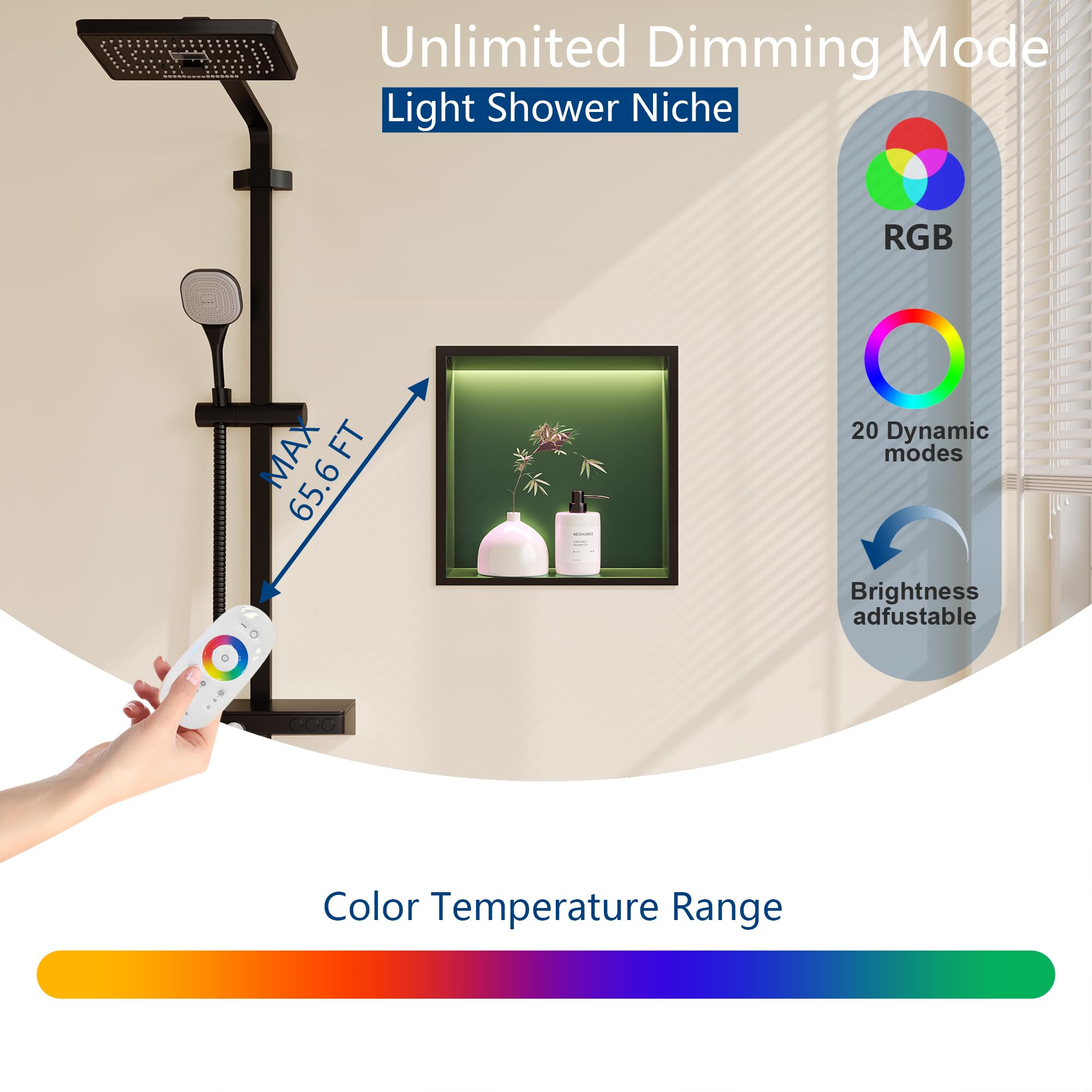 Nicchia Doccia Con LED - Acciaio Inox 30x30cm, Mensola Per Bagno - Foto 10