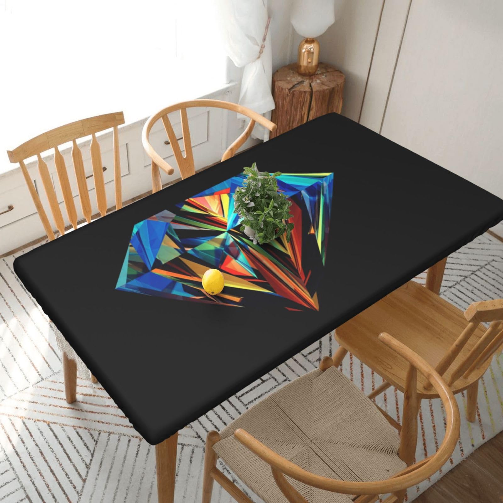BNVSADC Galaxy Diamond Printed 5FT Tablecloth Polyester Kitchen Water Resistant Table Cloth Dining Table Decoration Table Covers, 152x76 CM