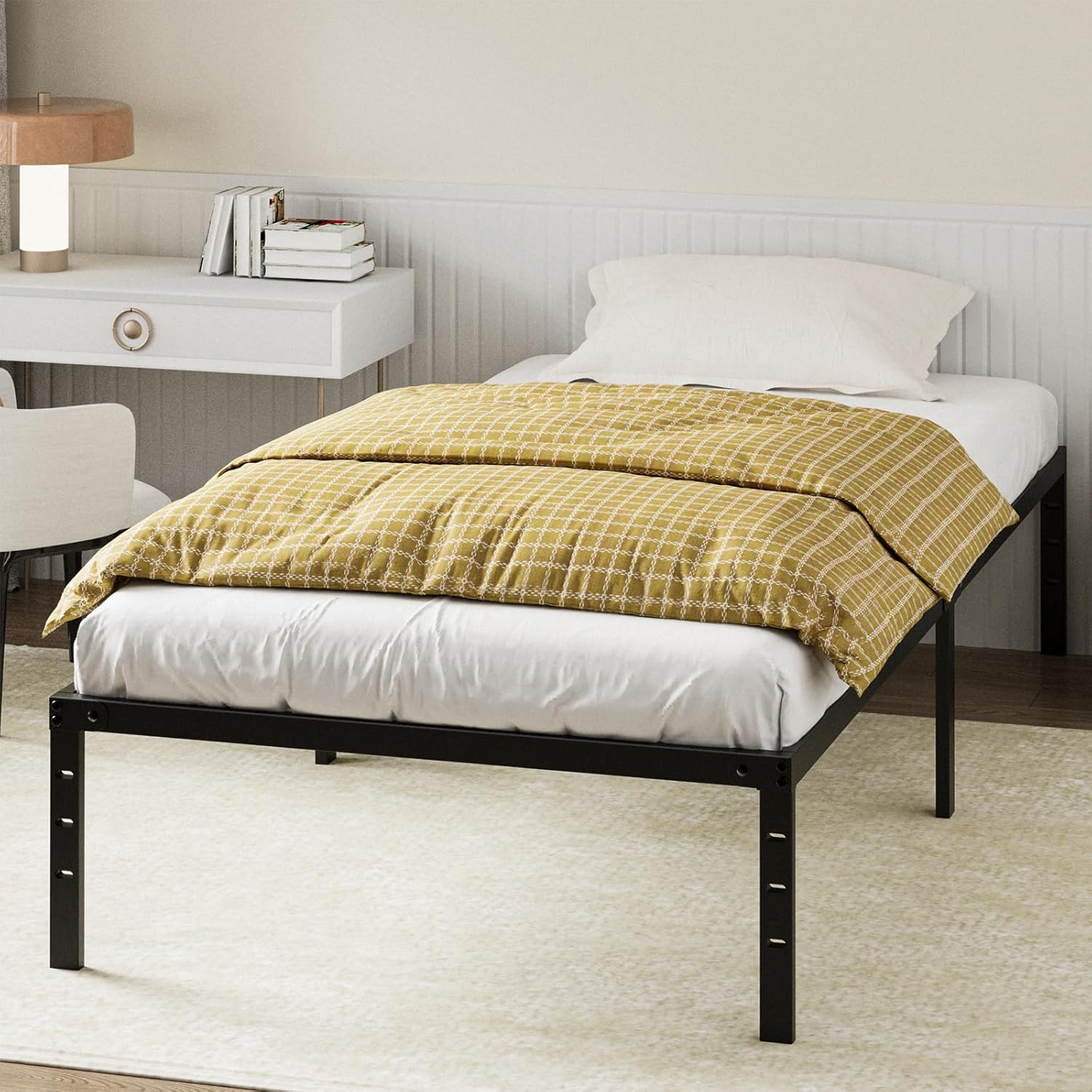 OLEVS 14-Inch Twin Bed Base, Sturdy Metal Platform Bed, No Box Spring Required, Easy Assembly