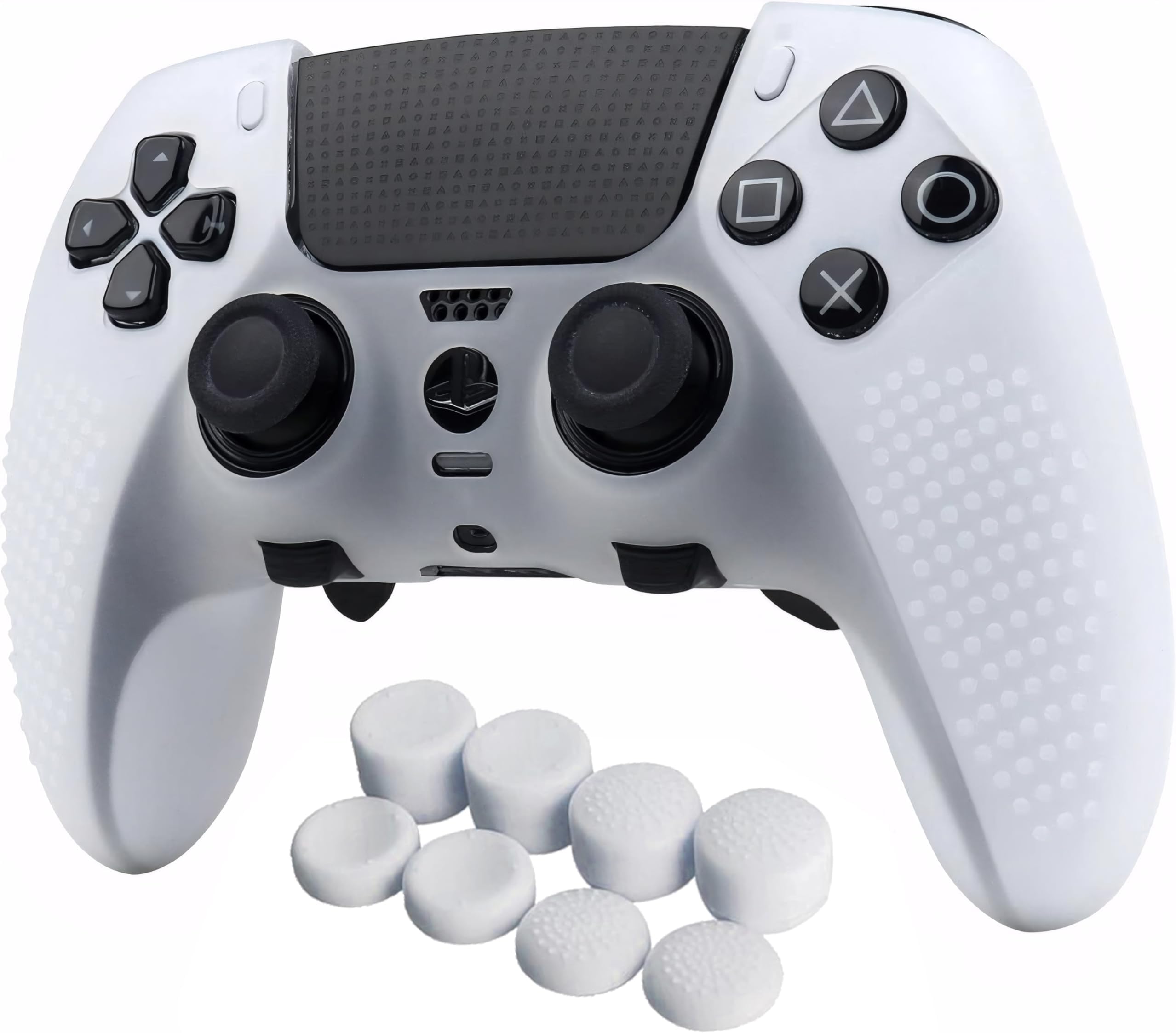 Silicone Controller Skins with 8 Thumb Gripsr Compatible with PS5 Dualsense Edge Controller Play Station 5 Accessories, Sweat-Proof Anti-Slip Controller Cover Skin Protector(White)