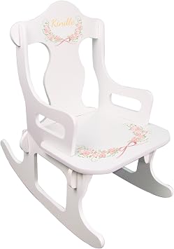 Personalized Wooden Rocking Chair for Kids | Childs Blush Floral Rocking Chair | Custom Name Toddler Chair | Baby Shower & Birthday Gift