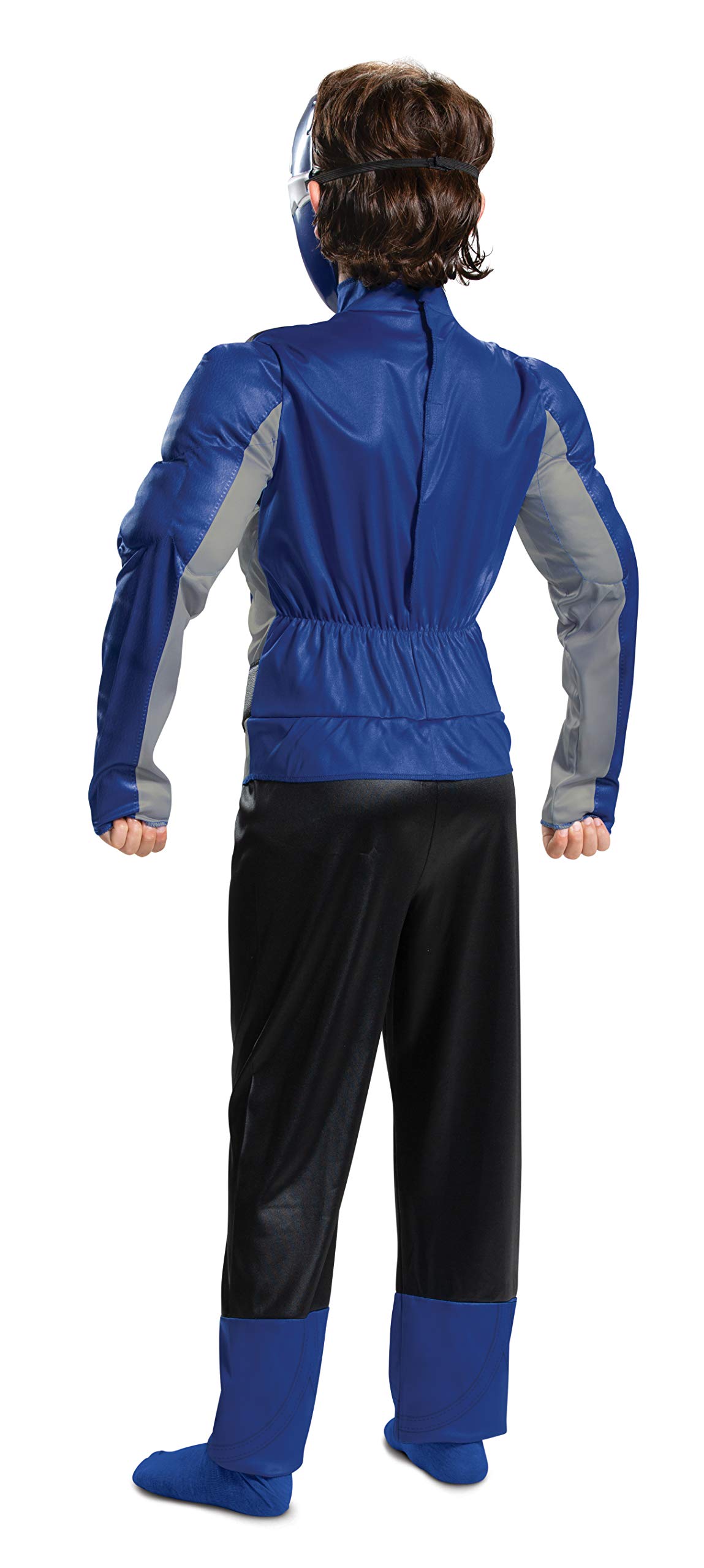 Disguise Offizielles Power Rangers Kostüm Kinder Blau Muskelkostüm, Superhelden Kostüm für Kinder Junge Mädchen Power Ranger Faschingskostüm Karneval Geburtstag Costume Größ S