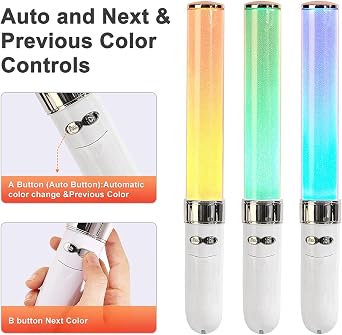 LED Glow Sticks Multicolor 2 Pack, 18 Dynamic Colors, Auto/Manual Modes, Battery Powered for Concerts, Brithday, Raves, Parking Guides,Emergencies