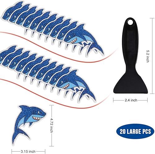 Vista 11 de Calcomanías antideslizantes para bañera de delfín, 20 unidades adhesivas antideslizantes para niños para ducha y bañera con raspador premium