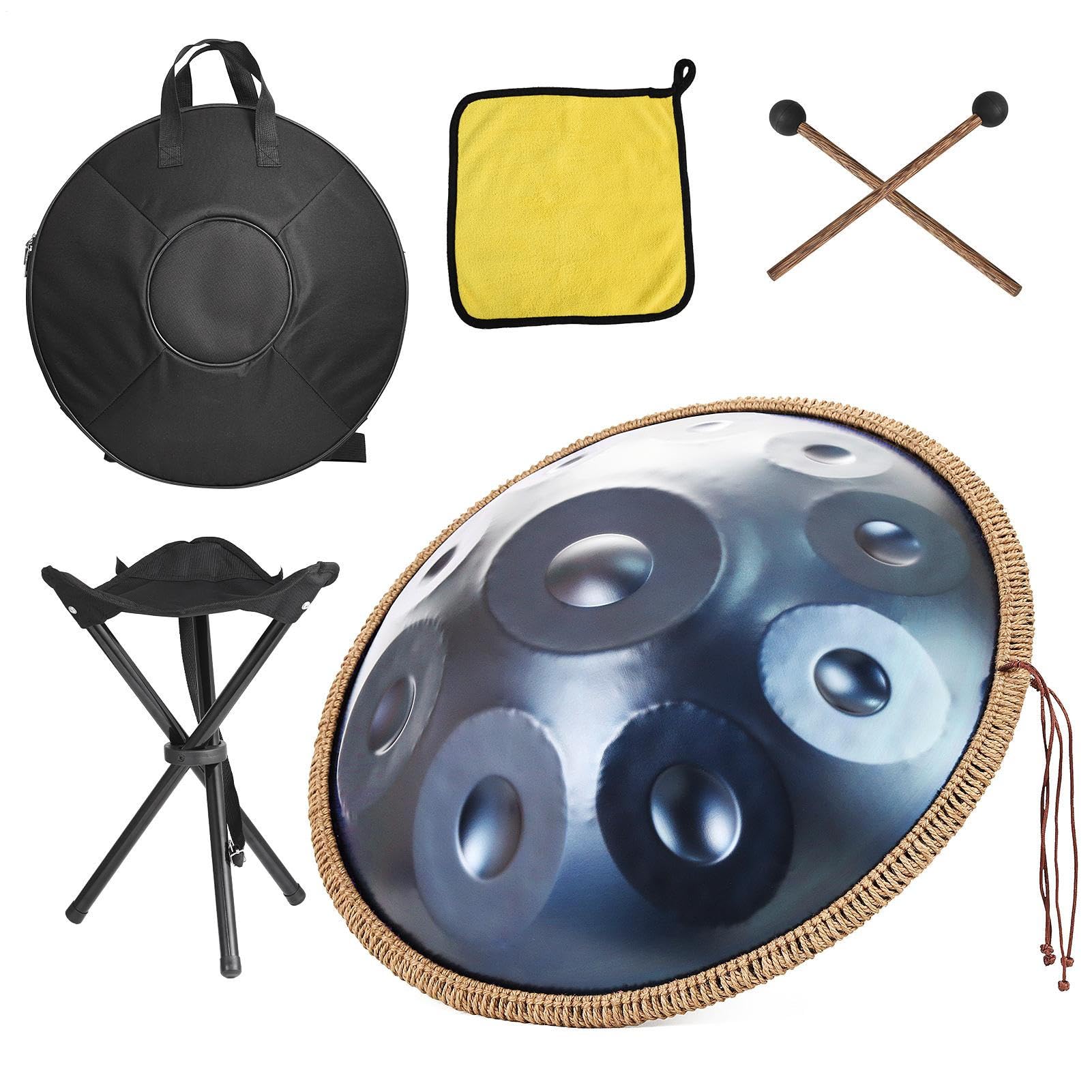 Music Handpan 18 In 440Hz Classic G Minor 9 Notes Music Instrument Hand Pan with Drum Storage Bag