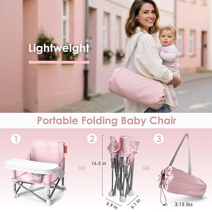 Silla Alta Plegable para Bebé con Bandeja Removible miniatura 8