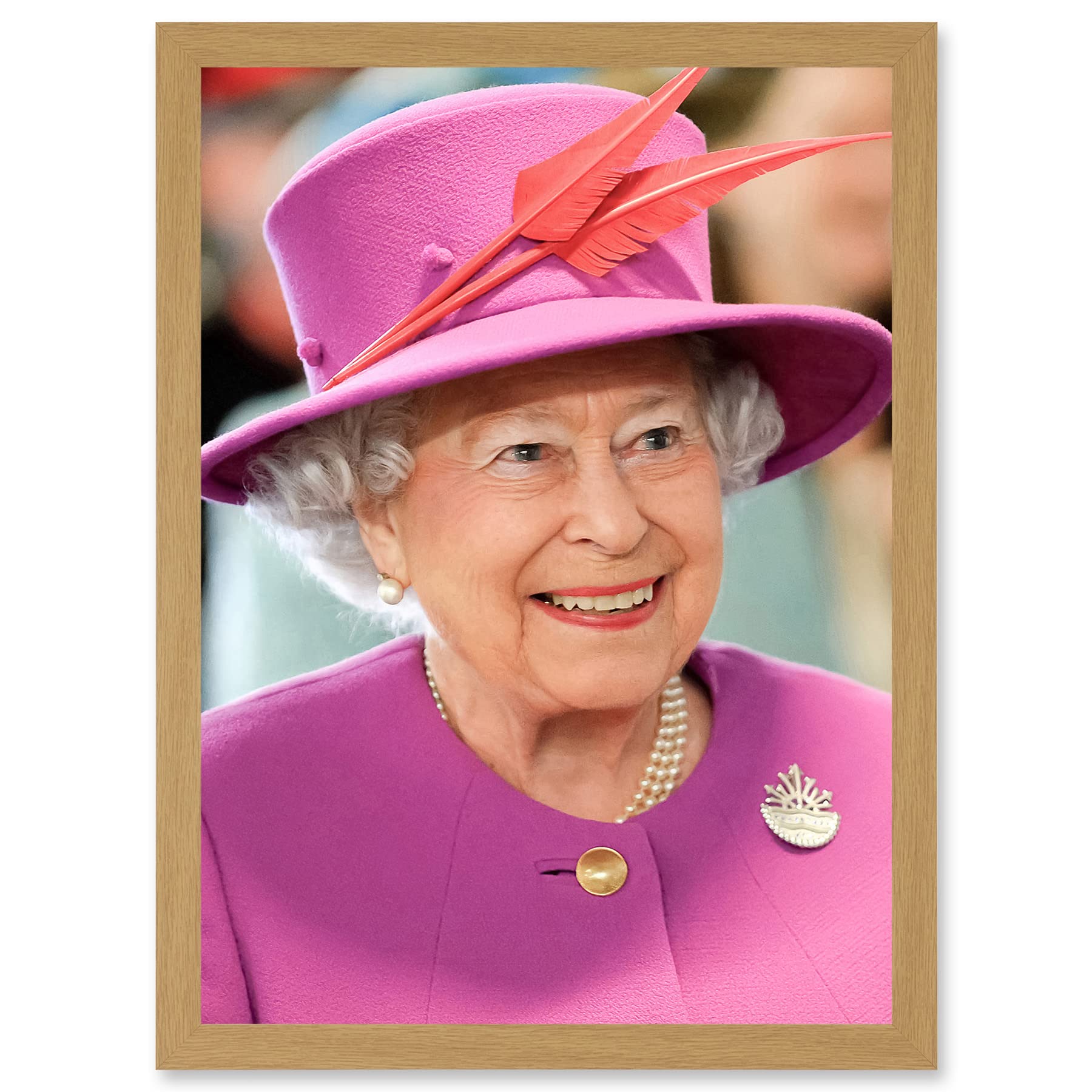 Artery8 Queen Elizabeth II England Photo Rouse Portrait Artwork Framed A3 Wall Art Print