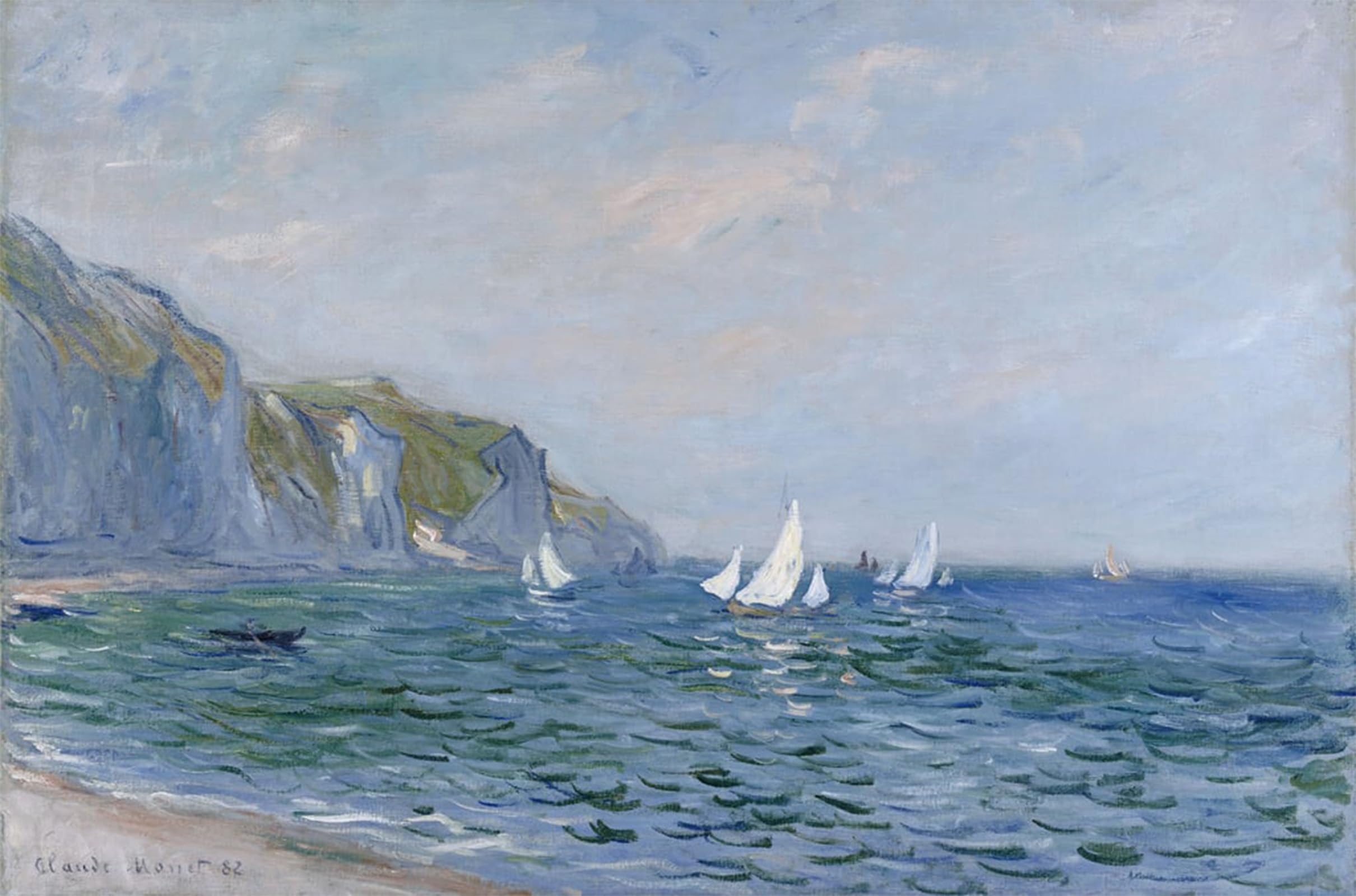 Cuadro de Monet Scogliere e barche a vela para salones elegantes de 60x90cm 5