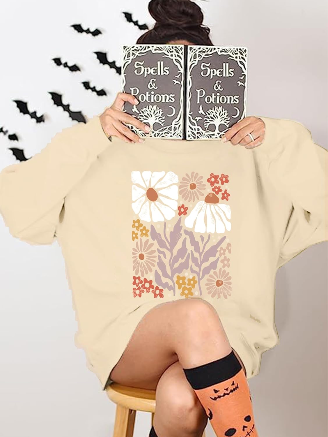 Flower Sweatshirt Women Wildflower Shirts Vintage Minimalistic Flower Print Sweatshirt Fall Autumn Pullover Tops - Image 4